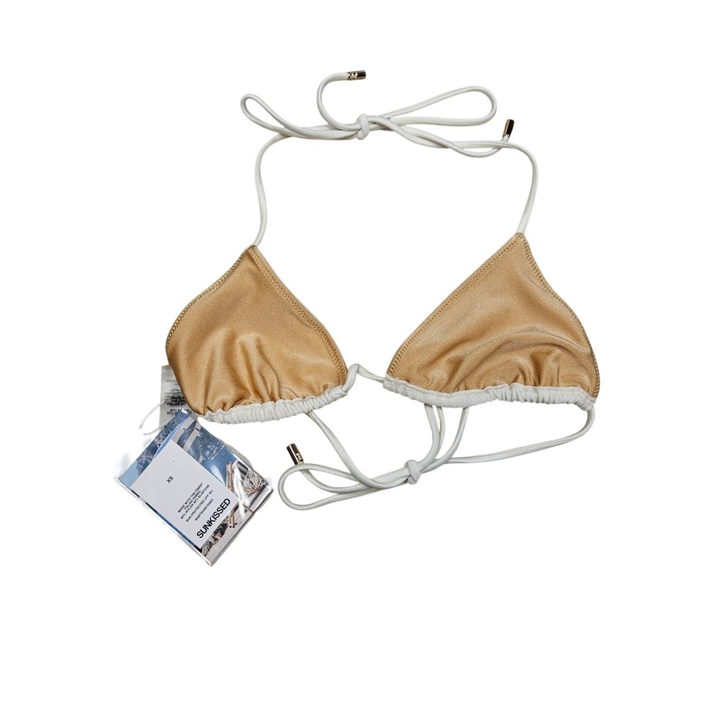 Sunkissed La Belle Triangle Bikini Top Womens XS Coco White Italian Fabric UPF50